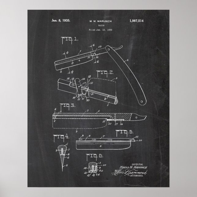 Rakt Razor-patent Poster (Framsidan)