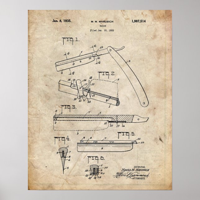 Rakt Razor-patent Poster (Framsidan)