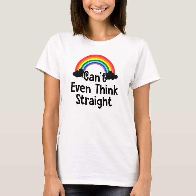 Rakt regnbågslgbt Gay pride Mo för räljämn Tänka T Shirt (Framsida)
