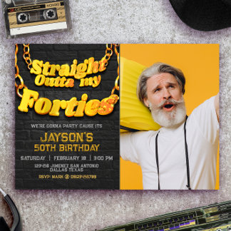 Rakt ut från mina fyrtiotal med foto inbjudningar