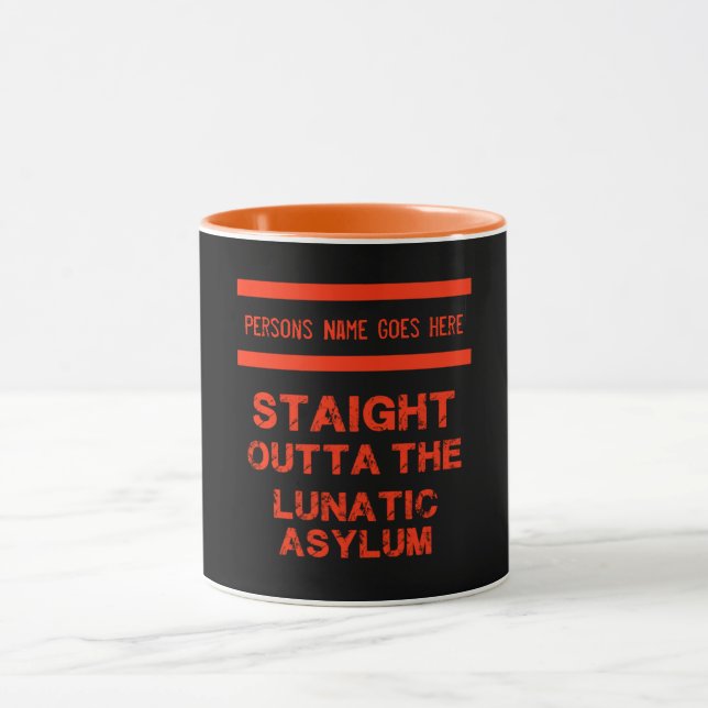 Rakt ut ur det galna asyl stora kaffet mugg (Center)