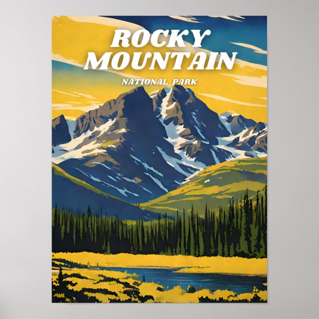 Raky Mountain National Park illustration retro Ae Poster (Framsidan)