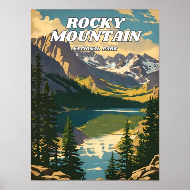 Raky Mountain National Park illustration retro De Poster (Framsidan)