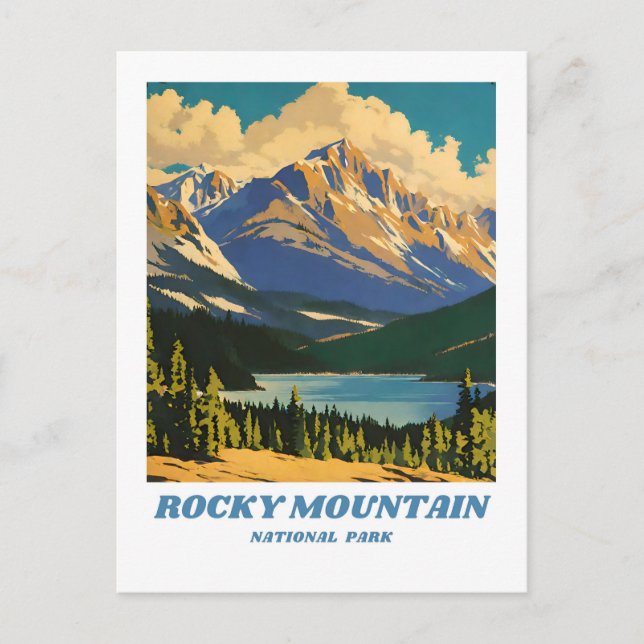 Raky Mountain National Park illustration retro H Vykort (Framsida)
