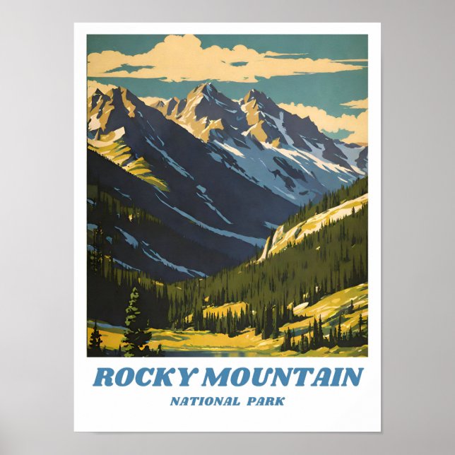 Raky Mountain National Park illustration retro Sc Poster (Framsidan)