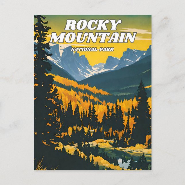 Raky Mountain National Park illustration retro Vykort (Framsida)