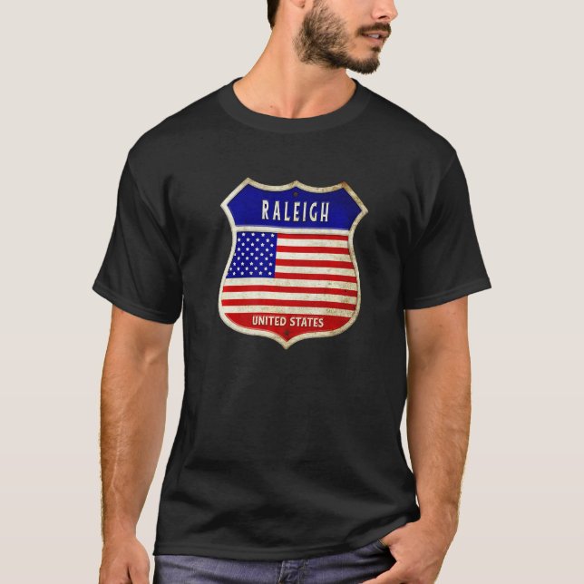 Raleigh America Jackar av Arm Flaggor City of Nort T Shirt (Framsida)