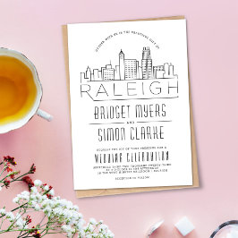 Raleigh Bröllop | Stiliserad Skyline-inbjudan Inbjudningar