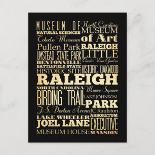 Raleigh City of North Carolina State Typography Vykort