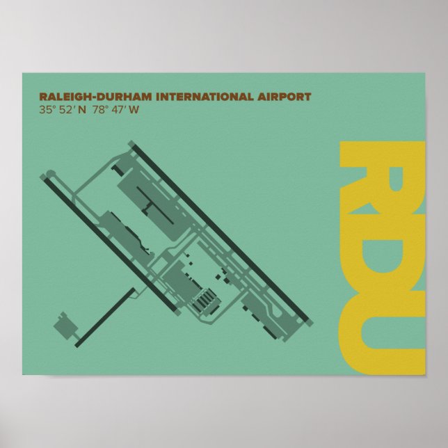 Raleigh-Durham Airport (RDU) Diagram Poster (Framsidan)