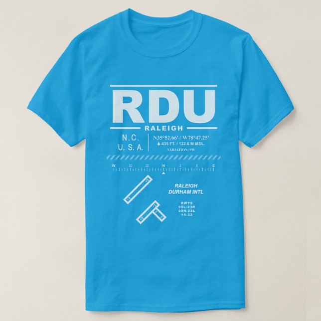 Raleigh Durham Internationell Airport RDU T-Shirt (Design framsida)