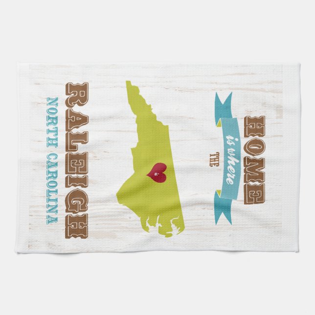 Raleigh hem- North Carolina karta - är var Kökshandduk (Horisontell)