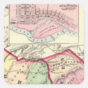 Raleigh, Mercer, Summers, Monroe County Fyrkantigt Klistermärke