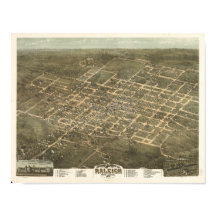 Raleigh N. Carolina 1872 Antique Panoramic Karta