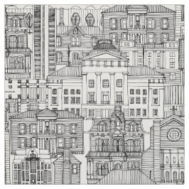 Raleigh NC toile black white Fabric Tyg