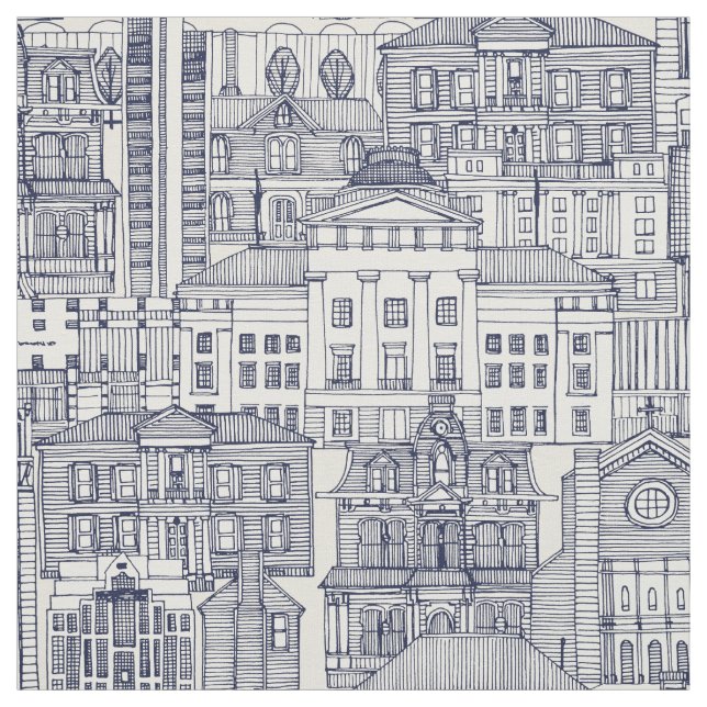 Raleigh NC toile blue Tyg (Provkarta)