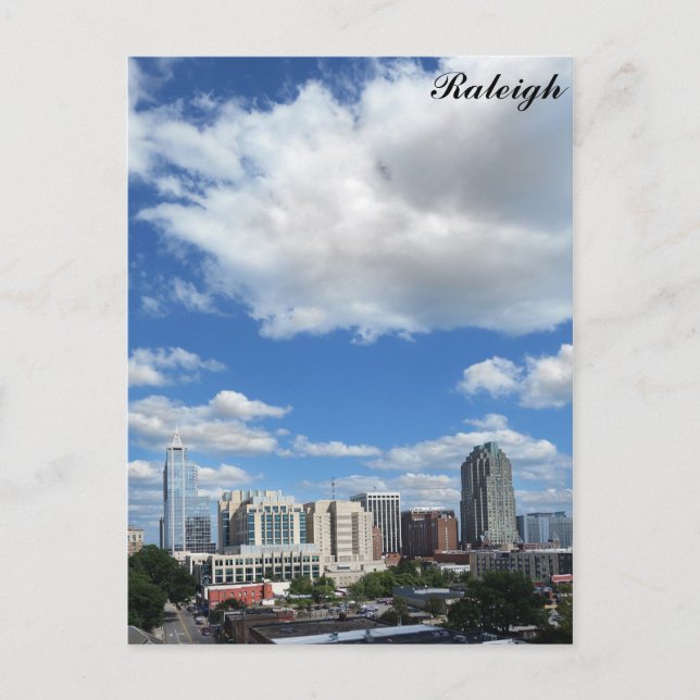 Raleigh North Carolina City Skyline Travel Photo Vykort (Framsida)