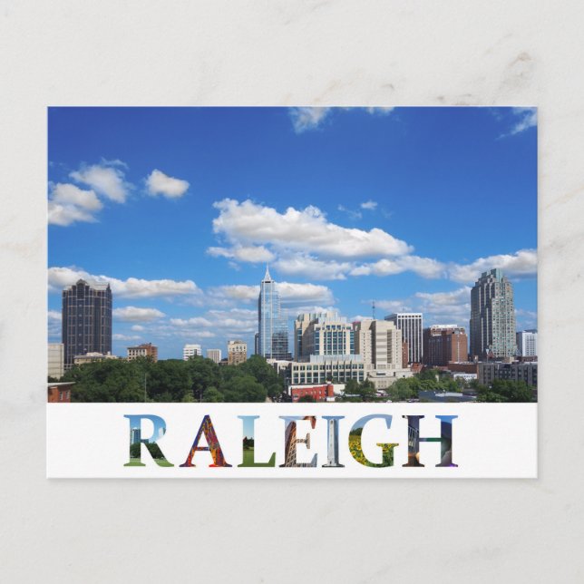 Raleigh North Carolina City Skyline Travel Photo Vykort (Framsida)