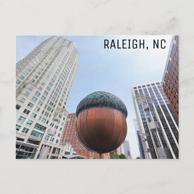 Raleigh North Carolina Ekoll Stadssiluett Resa Vykort (Framsida)