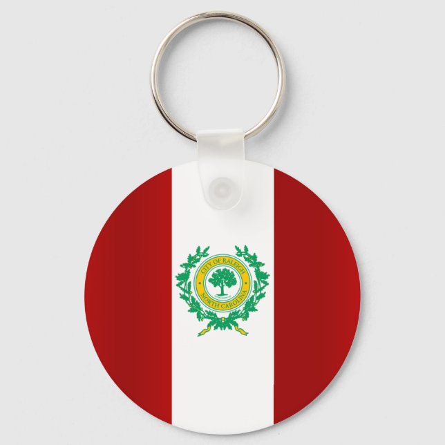 Raleigh (North Carolina) flagga Keychain Nyckelring (Framsida)