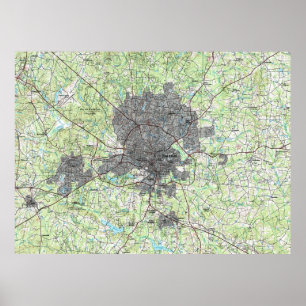 Raleigh North Carolina Karta (1990) Poster