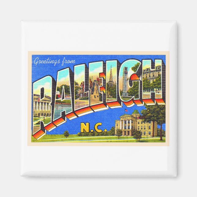 Raleigh North Carolina NC Large Brev Postcard Magnet (Framsidan)