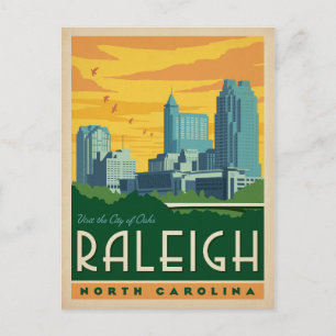 Raleigh, North Carolina Oaks stad Vykort