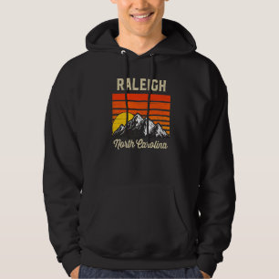 Raleigh North Carolina Retro Stad Stat Vintage Usa Hoodie