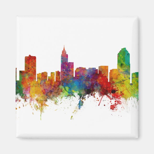 Raleigh North Carolina Skyline Magnet (Framsidan)