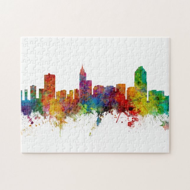 Raleigh North Carolina Skyline Pussel (Horisontell)