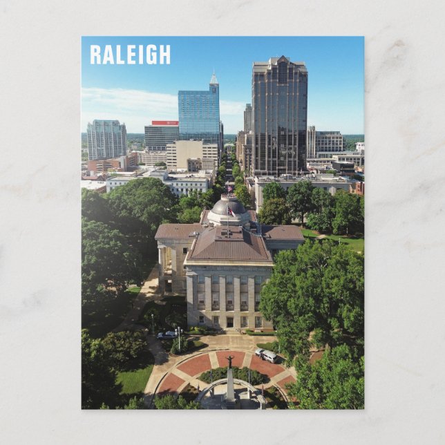 Raleigh North Carolina State Huvudstad City Skylin Vykort (Framsida)