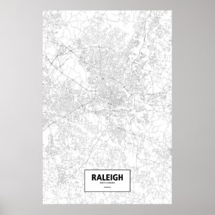 Raleigh North Carolina (svarten på vit) Poster