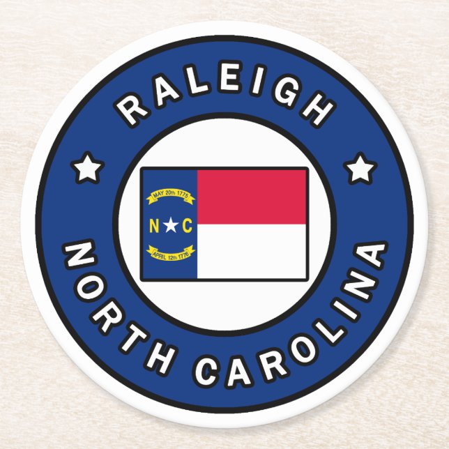 Raleigh North Carolina Underlägg Papper Rund (Framsidan)