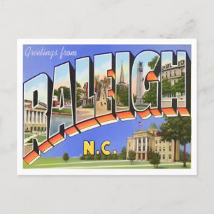 Raleigh, North Carolina Vintage Big Brev Vykort
