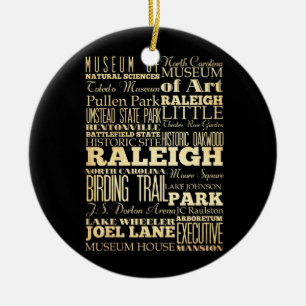Raleigh stad av North Carolina statlig typografi Julgransprydnad Keramik