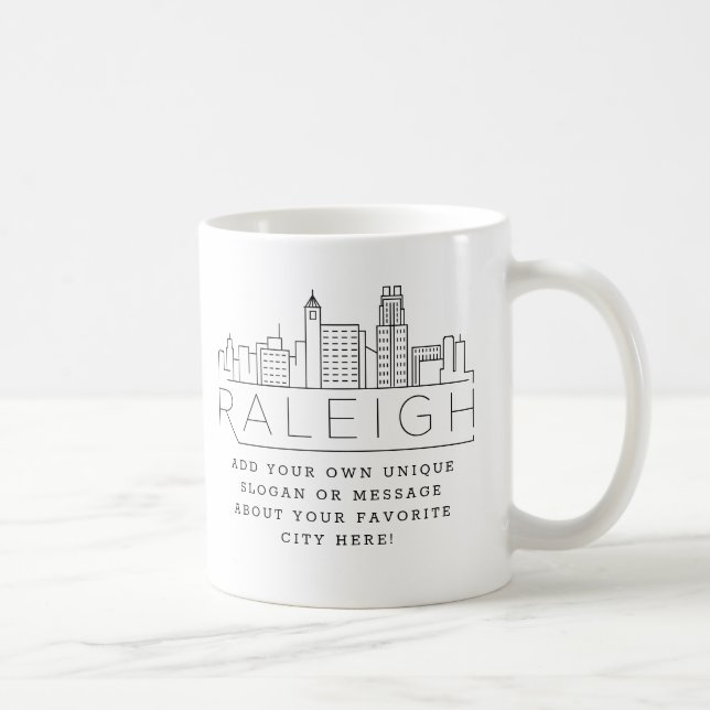 Raleigh Stylized Skyline | Anpassningsbar Slogan Kaffemugg (Höger)