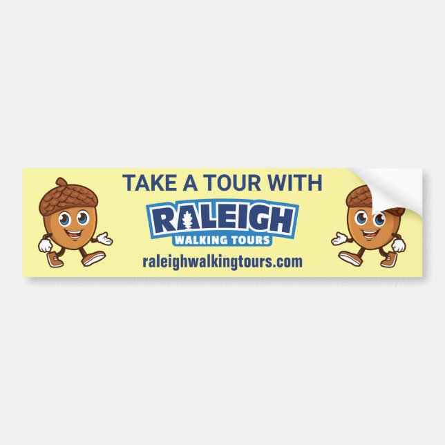 Raleigh Walking Tours Cute Acorn Bildekal (Framsidan)