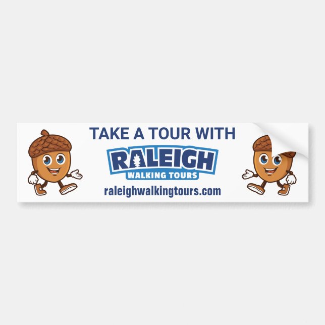 Raleigh Walking Tours Cute Acorn Bildekal (Framsidan)