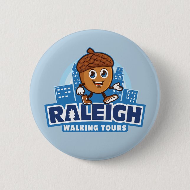Raleigh Walking Tours Cute Acorn Button Knapp (Framsida)