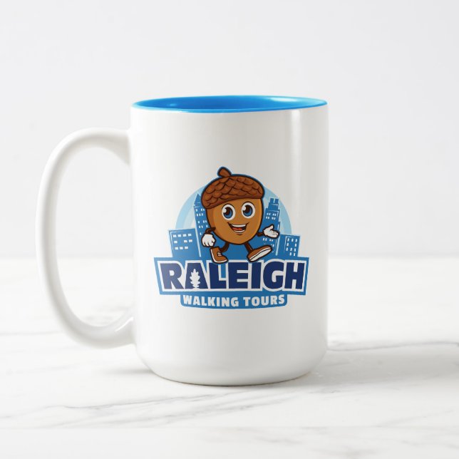 Raleigh Walking Tours Cute Acorn Logotyp Två-Tonad Mugg (Vänster)