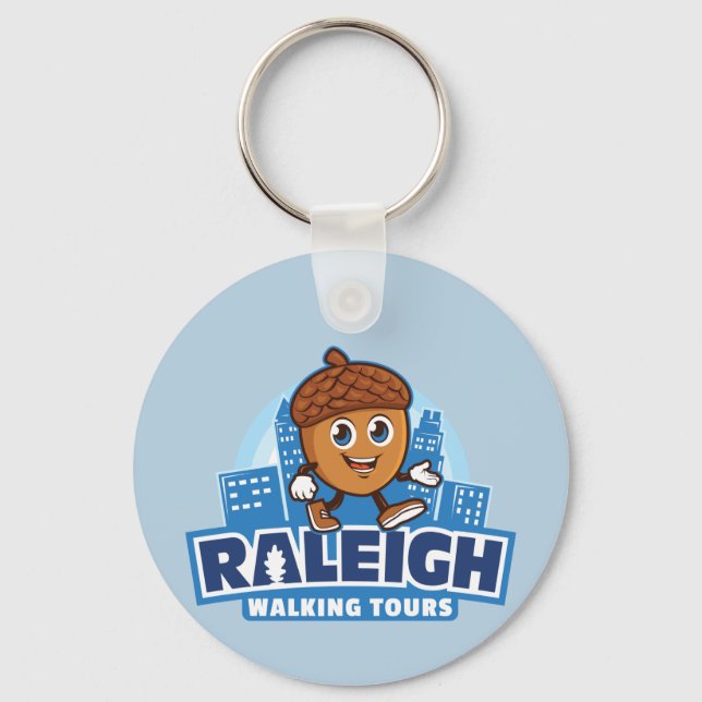 Raleigh Walking Tours Cute Acorn Nyckelring (Framsida)