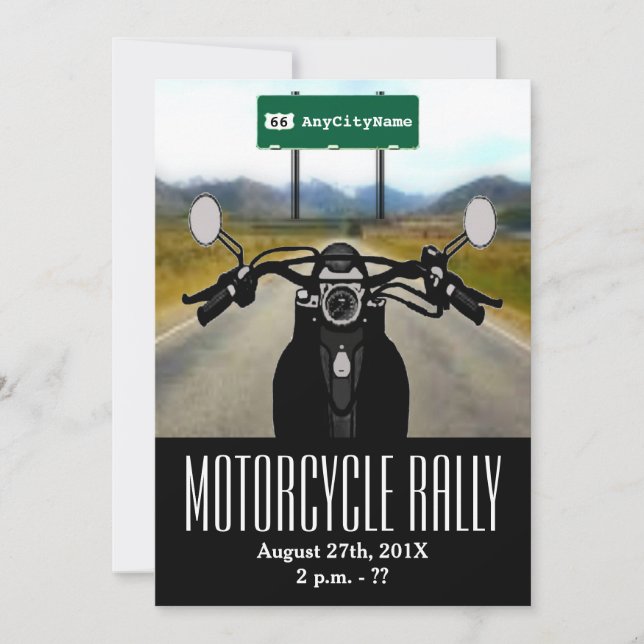 Rally-inbjudan för motorcykel inbjudningar (Framsida)