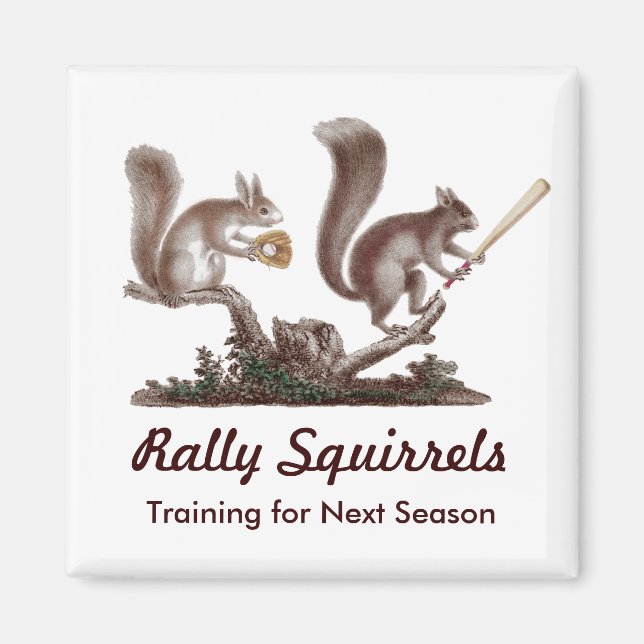 Rally Squirrels Training for Next Season Funny Magnet (Framsidan)