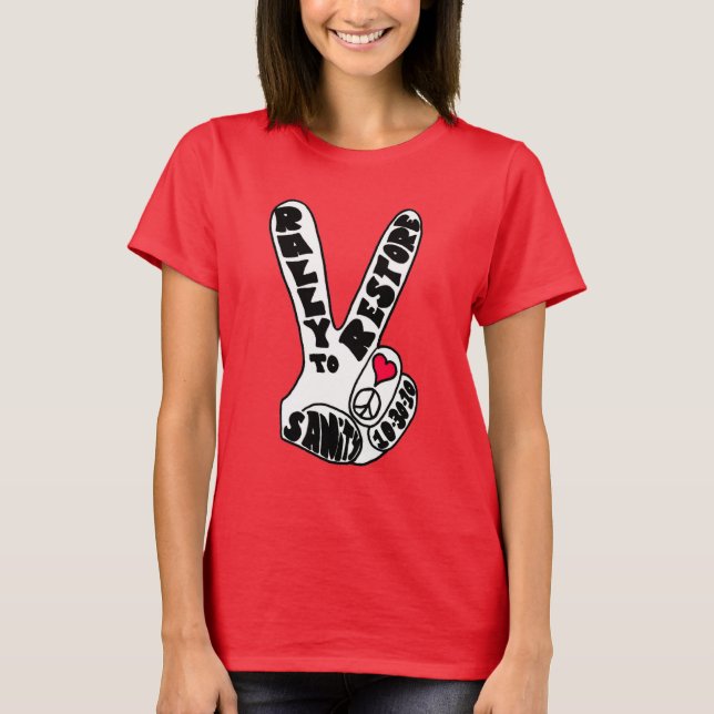 Rally to Restore Sanity Peace Finger Womens T-shirt (Framsida)
