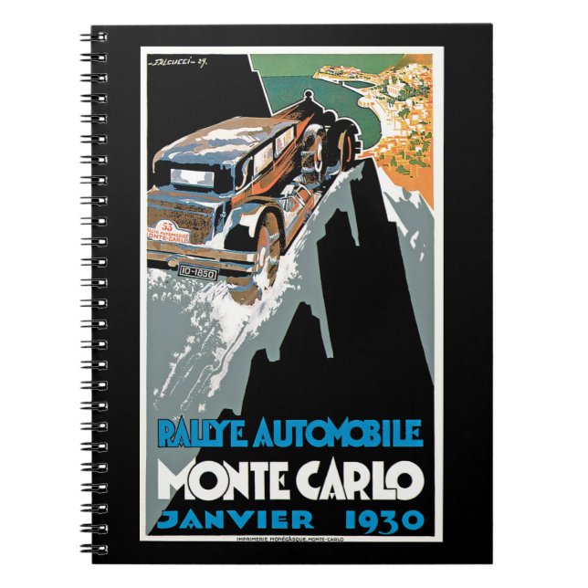 Rallye Automobile Monte Carlo Anteckningsbok Med Spiral (Framsidan)