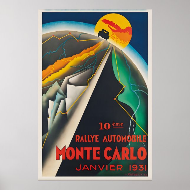 Rallye Automobile Monte Carlo Vintage Affisch Prin (Framsidan)