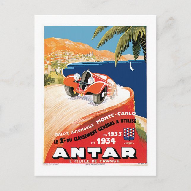 Rallye Automobile Monte Carlo Vykort (Framsida)