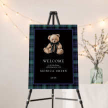 Ralph Teddy Bear Navy Grön Rutig Baby Shower