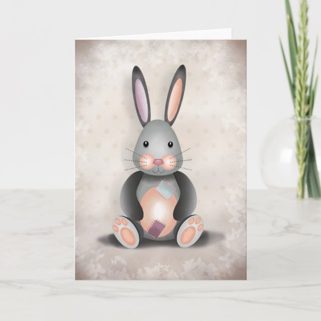 Ralph the Patchwork Rabbit - Greeting Card Tack Kort (Framsida)