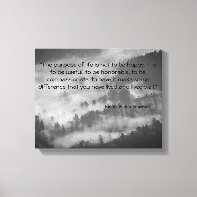 Ralph Waldo Emerson Citat Canvas Konst Svart & Vit (Framsida)